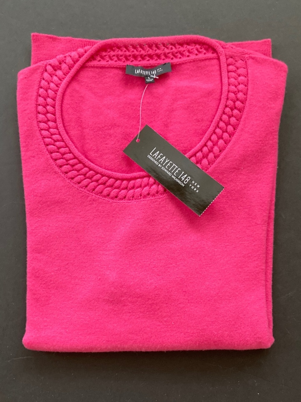 Lafayette 148 NY Women's 100% Wool Long Sleeve Sweater/Bright Pink/Size L/NWT!